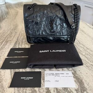YSL Niki Baby in crinkled leather